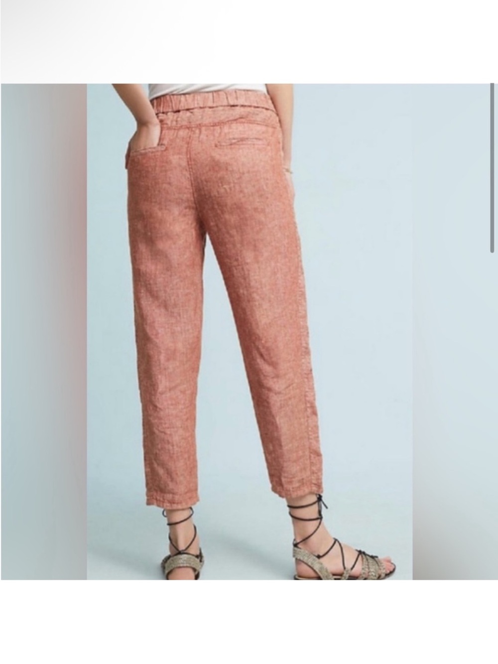 Anthropologie  Hei Hei Linen Red Wash Heathered Crop Loose Fit Relaxed Pant L - Picture 2 of 10